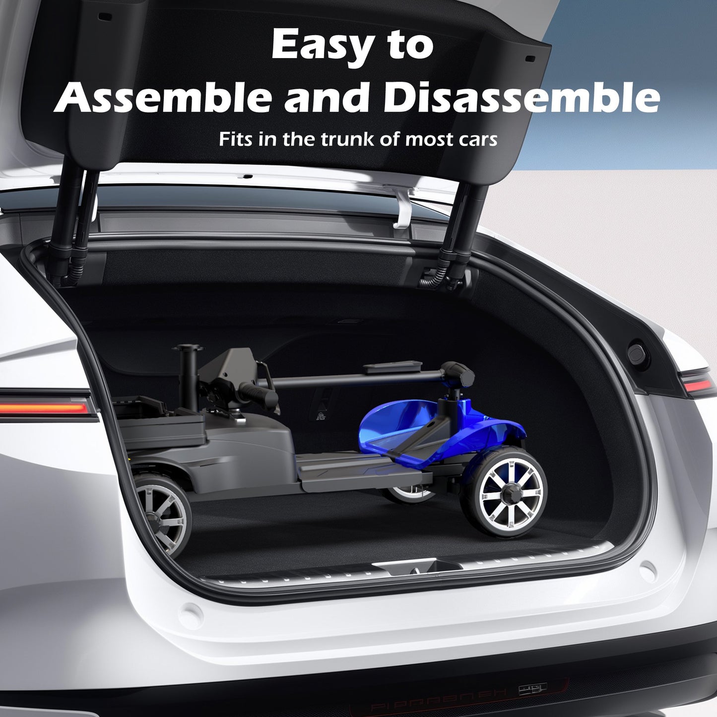 EAGLOG Upgrade 4 Wheels Mobility Scooter with Removable Battery, Compact Heavy Duty Mobile for Travel, Foldable Powered Wheelchair for Adult, 330lbs, Blue