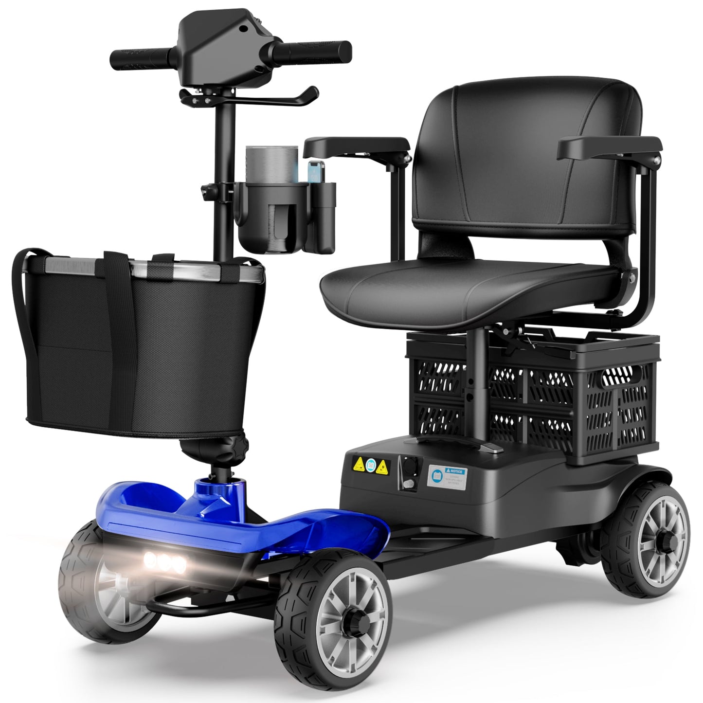 EAGLOG Upgrade 4 Wheels Mobility Scooter with Removable Battery, Compact Heavy Duty Mobile for Travel, Foldable Powered Wheelchair for Adult, 330lbs, Blue