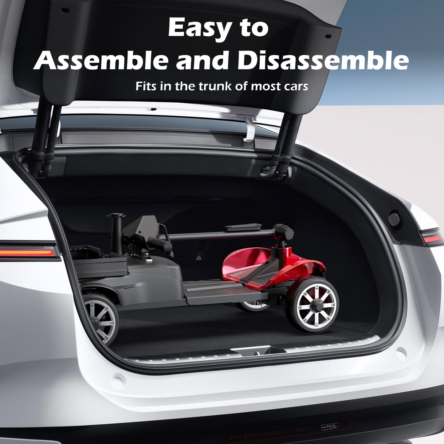 EAGLOG Upgrade 4 Wheels Mobility Scooter with Removable Battery, Compact Heavy Duty Mobile for Travel, Foldable Powered Wheelchair for Adult, 330lbs, Red