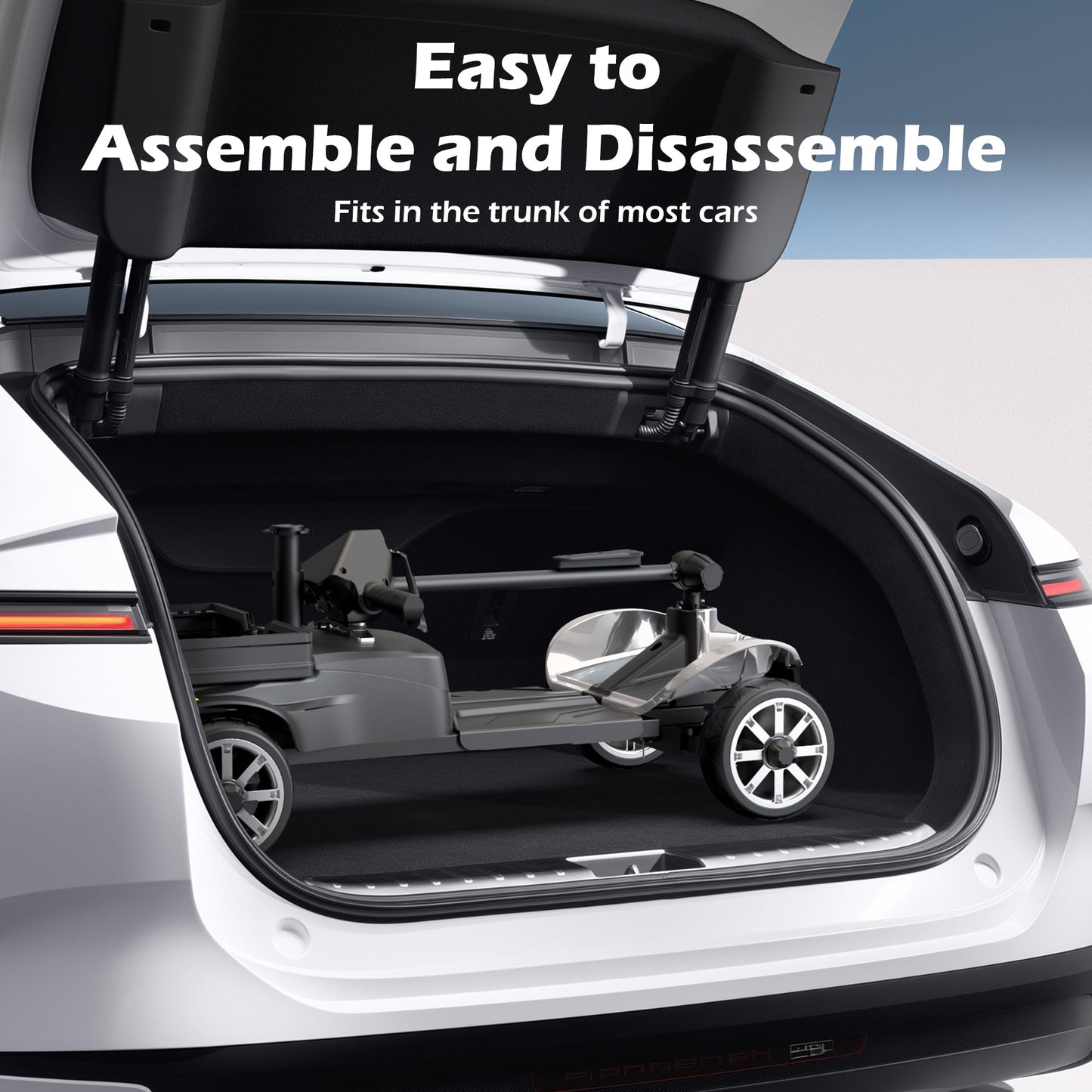 EAGLOG Upgrade 4 Wheels Mobility Scooter with Removable Battery, Compact Heavy Duty Mobile for Travel, Foldable Powered Wheelchair for Adult, 330lbs, Silver