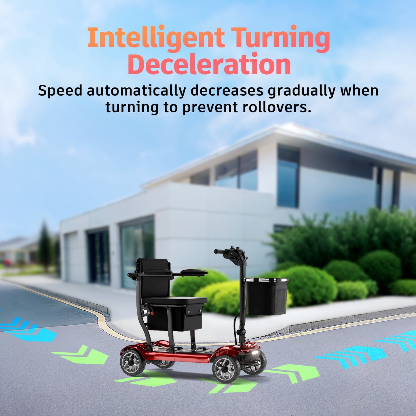 EAGLOG Light Weight 4 Wheels Mobility Scooter for Seniors, Electric Folding Wheelchair Device for Travel, 30.4 Miles Range, Red