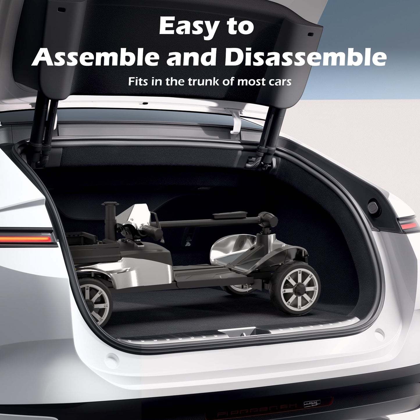 EAGLOG Upgrade 4 Wheels Mobility Scooter with Removable Battery, Compact Heavy Duty Mobile for Travel, Foldable Powered Wheelchair for Adult, 330lbs, Silver