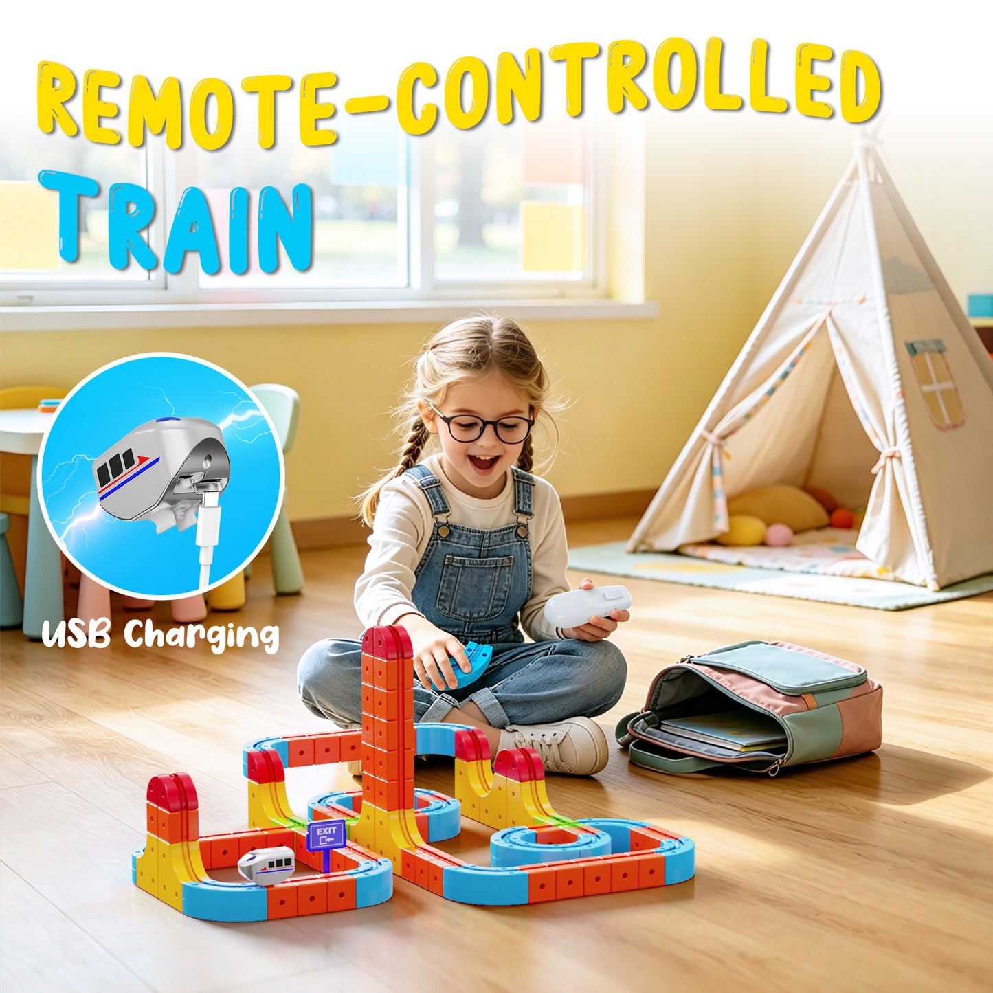 REARFIT Electric Train Set 3D Magic Flexible Race Track for Kids 3 4 5 6 7 8 Years Old, Educational STEM LearningToy for Boys Girls Birthday, Deluxe Set(147 Piece)