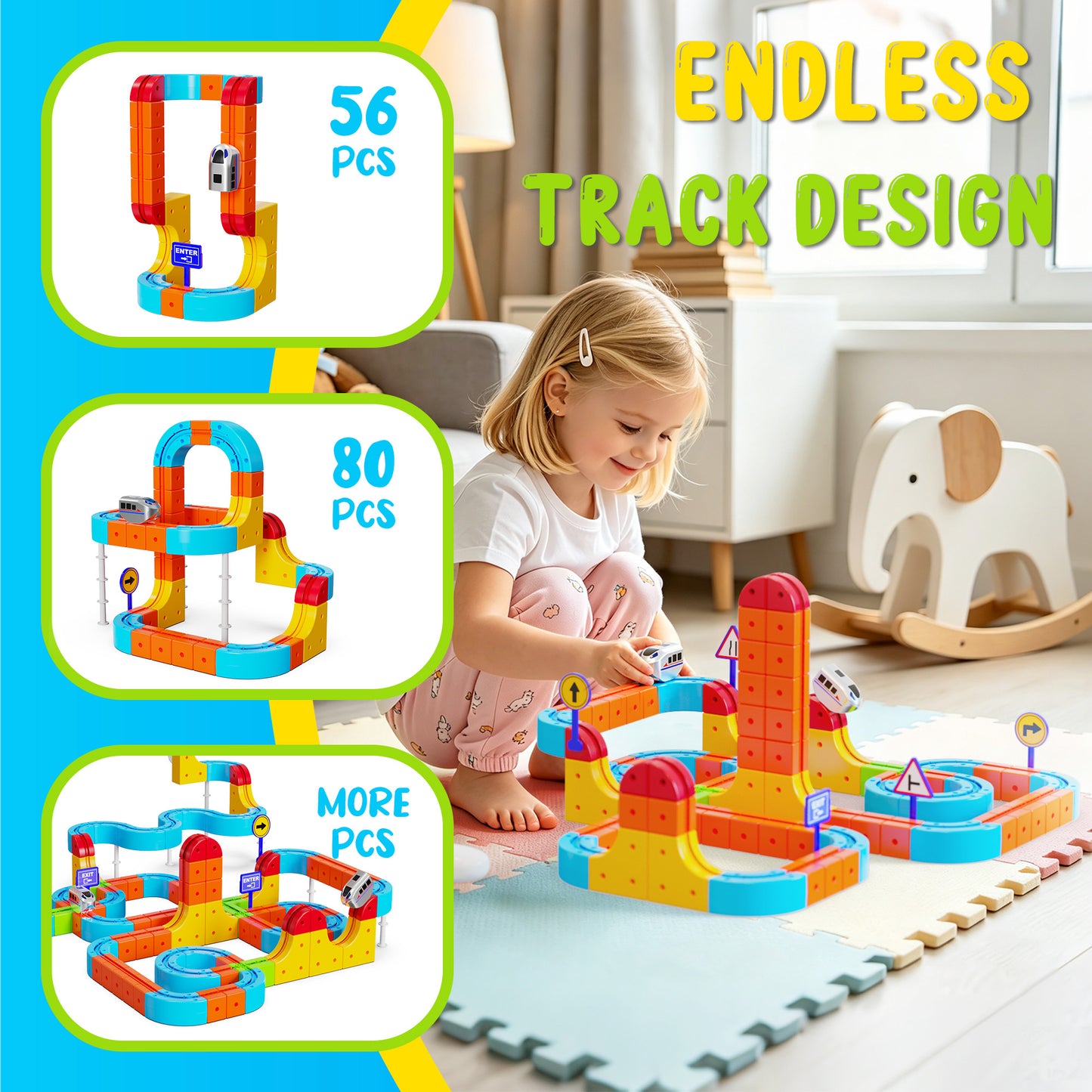 REARFIT Electric Train Set 3D Magic Flexible Race Track for Kids 3 4 5 6 7 8 Years Old, Educational STEM LearningToy for Boys Girls Birthday, Deluxe Set(147 Piece)