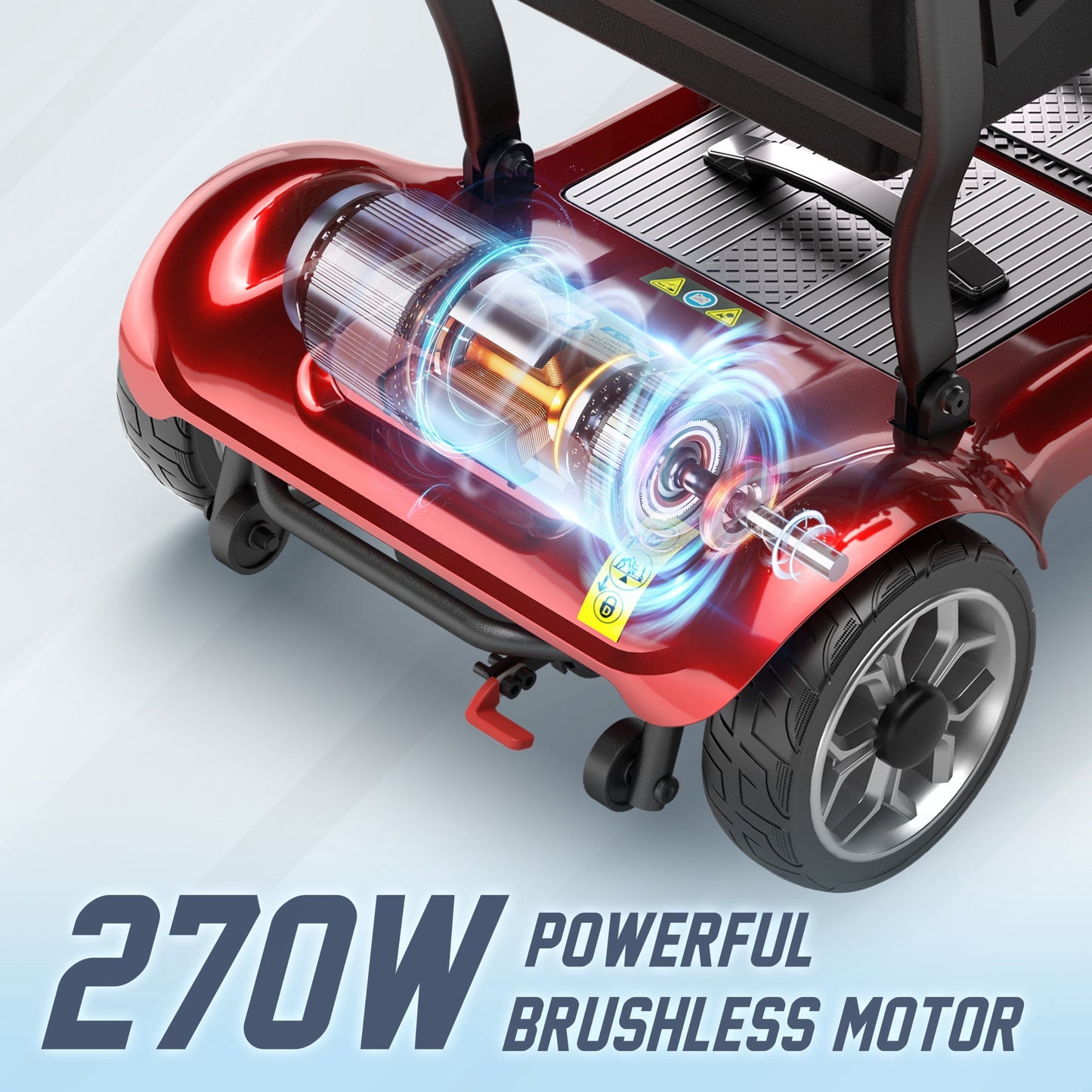 REARFIT Lightweight 4 Wheel Mobility Scooter for Seniors, Cruise Airport Approved, 43lb Foldable Mobility Scooter with Removable Lithium Battery for 30.4 Miles Travel, 300lbs Capacity, Red