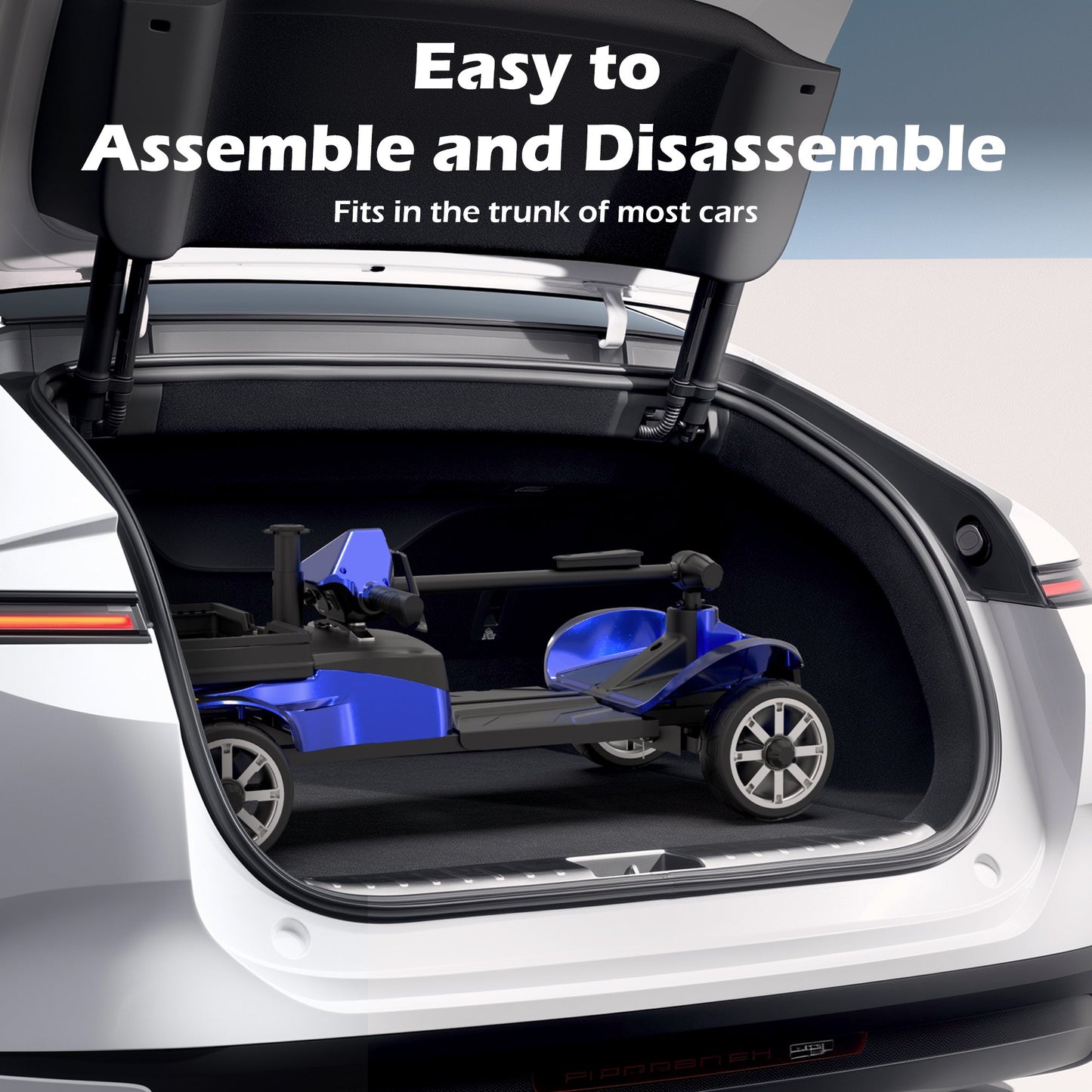 EAGLOG Upgrade 4 Wheels Mobility Scooter with Removable Battery, Compact Heavy Duty Mobile for Travel, Foldable Powered Wheelchair for Adult, 330lbs, 2 Batteries, 30 Miles Range, Blue