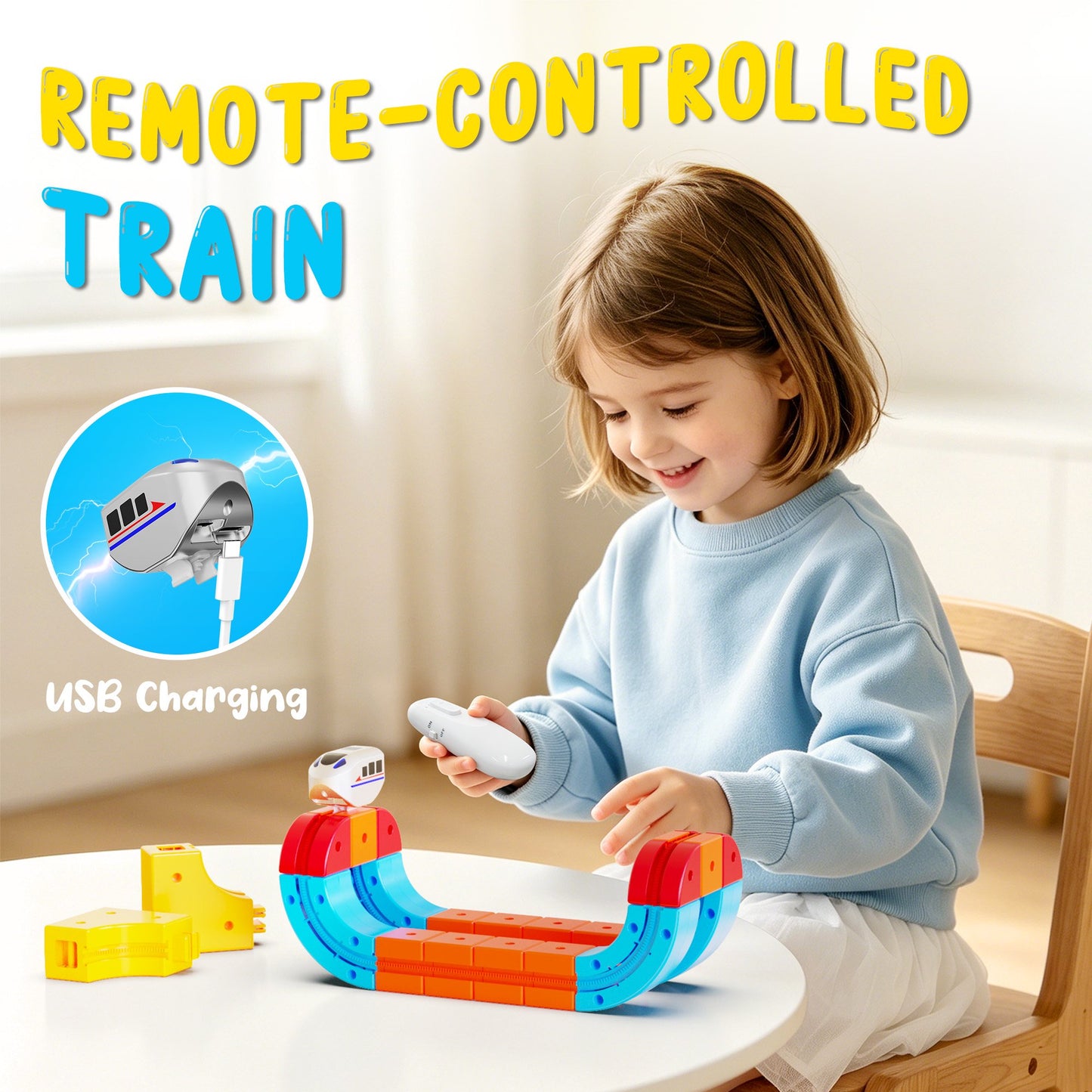 REARFIT Electric Train Set 3D Magic Flexible Race Track for Kids 3 4 5 6 7 8 Years Old, Educational STEM LearningToy for Boys Girls Birthday, Starter Set(56 piece)