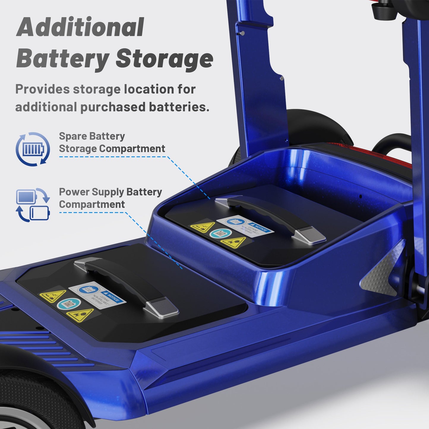 EAGLOG Lightweight Mobility Scooter for Seniors, Foldable Motorized Scooters with Removable Lithium Battery, Pneumatic Tires, Airport Approved, 12.4 Miles Range, 330lb Capacity, Blue