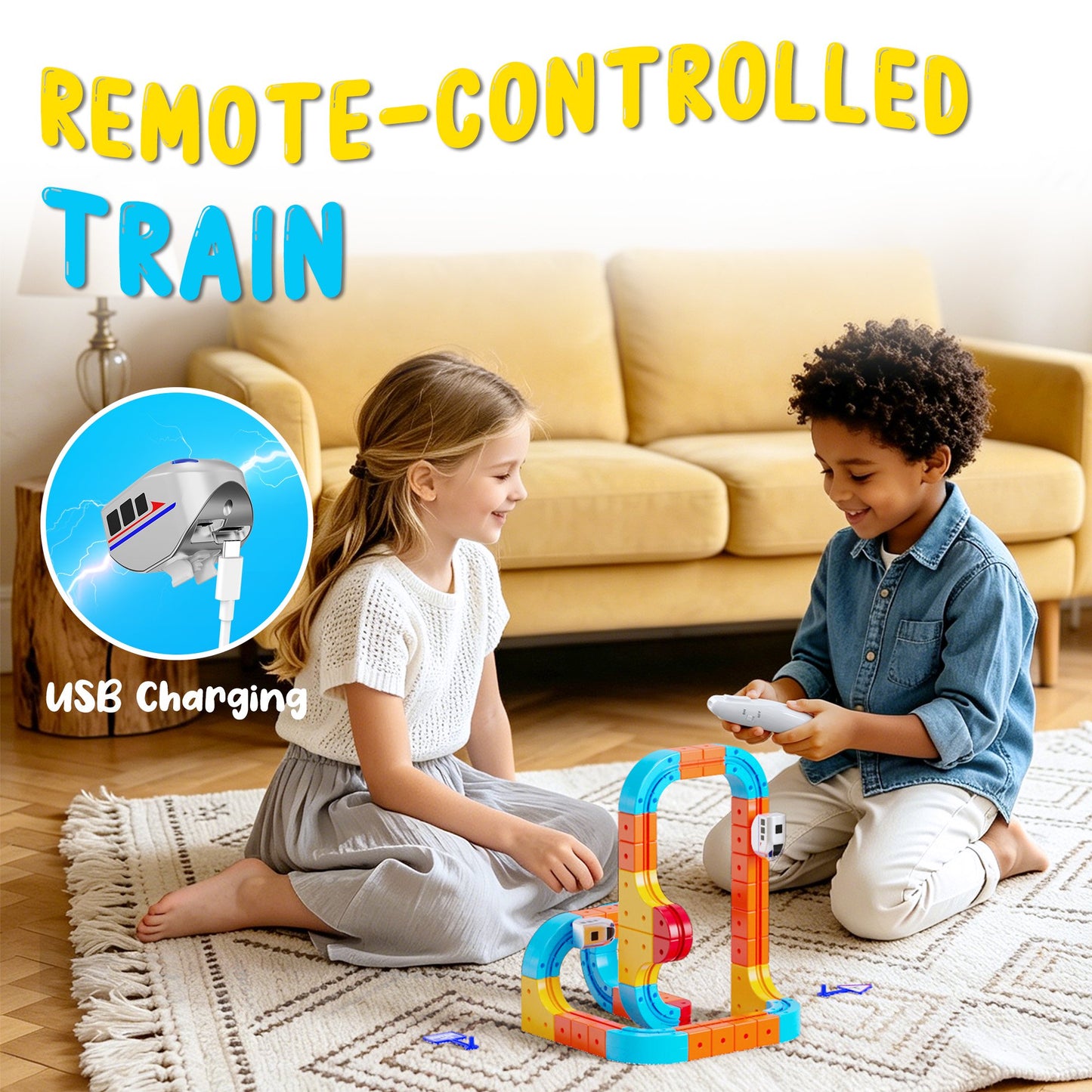 REARFIT Electric Train Set 3D Magic Flexible Race Track for Kids 3 4 5 6 7 8 Years Old, Educational STEM LearningToy for Boys Girls Birthday, Advanced Set(80 Piece)