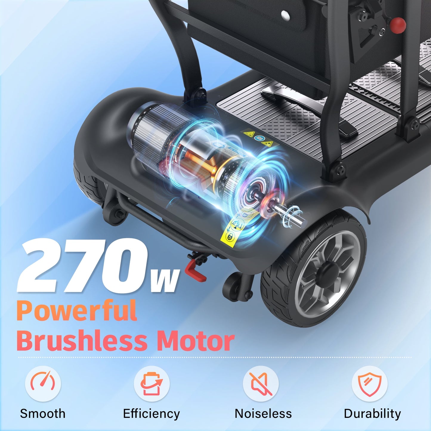 EAGLOG Light Weight 4 Wheels Mobility Scooter for Seniors, Electric Folding Wheelchair Device for Travel, 12.4 Miles Range, Black