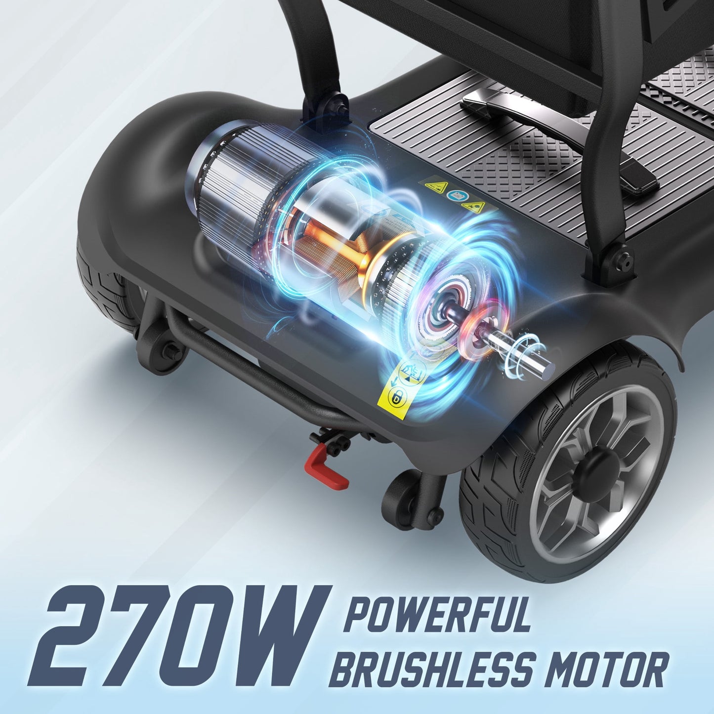 REARFIT Lightweight 4 Wheel Mobility Scooter for Seniors, Cruise Airport Approved, 43lb Foldable Mobility Scooter with Removable Lithium Battery for 30.4 Miles Travel, 300lbs Capacity, Black