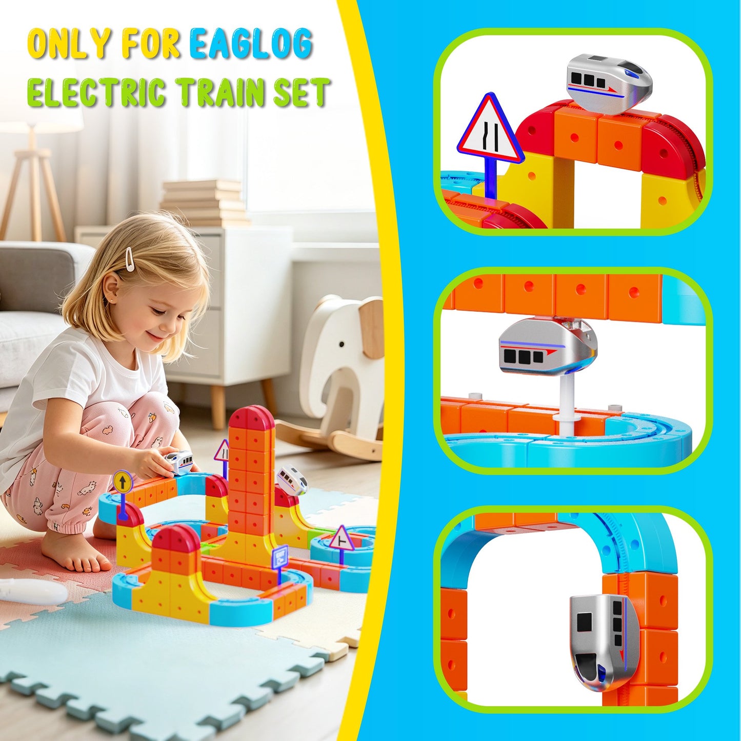 Only for REARFIT Remote Control Electric Train Sets | Non-Magnetic | USB Rechargeable Train Cars - Exclusively for REARFIT Electric Train Tracks