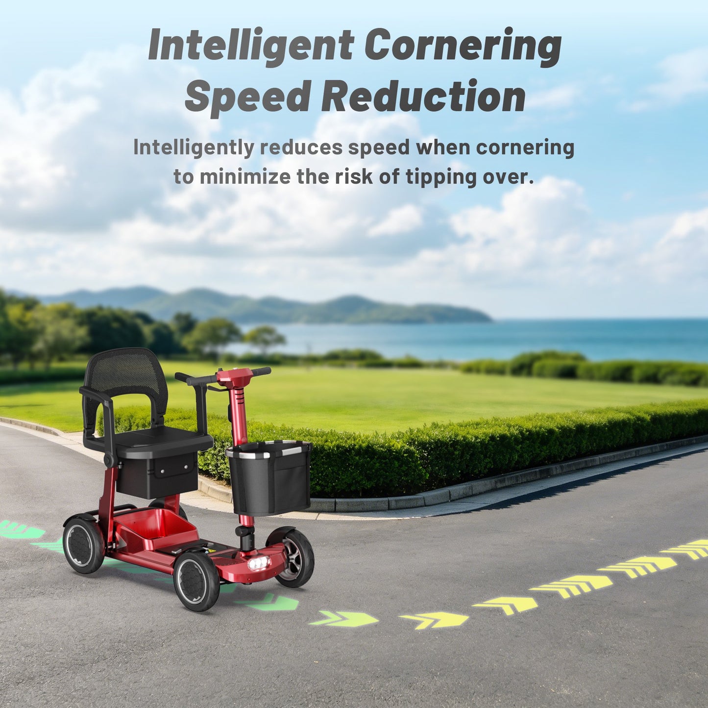 EAGLOG Lightweight Mobility Scooter for Seniors, Foldable Motorized Scooters with Removable Lithium Battery, Pneumatic Tires, Airport Approved, 12.4 Miles Range, 330lb Capacity, Red