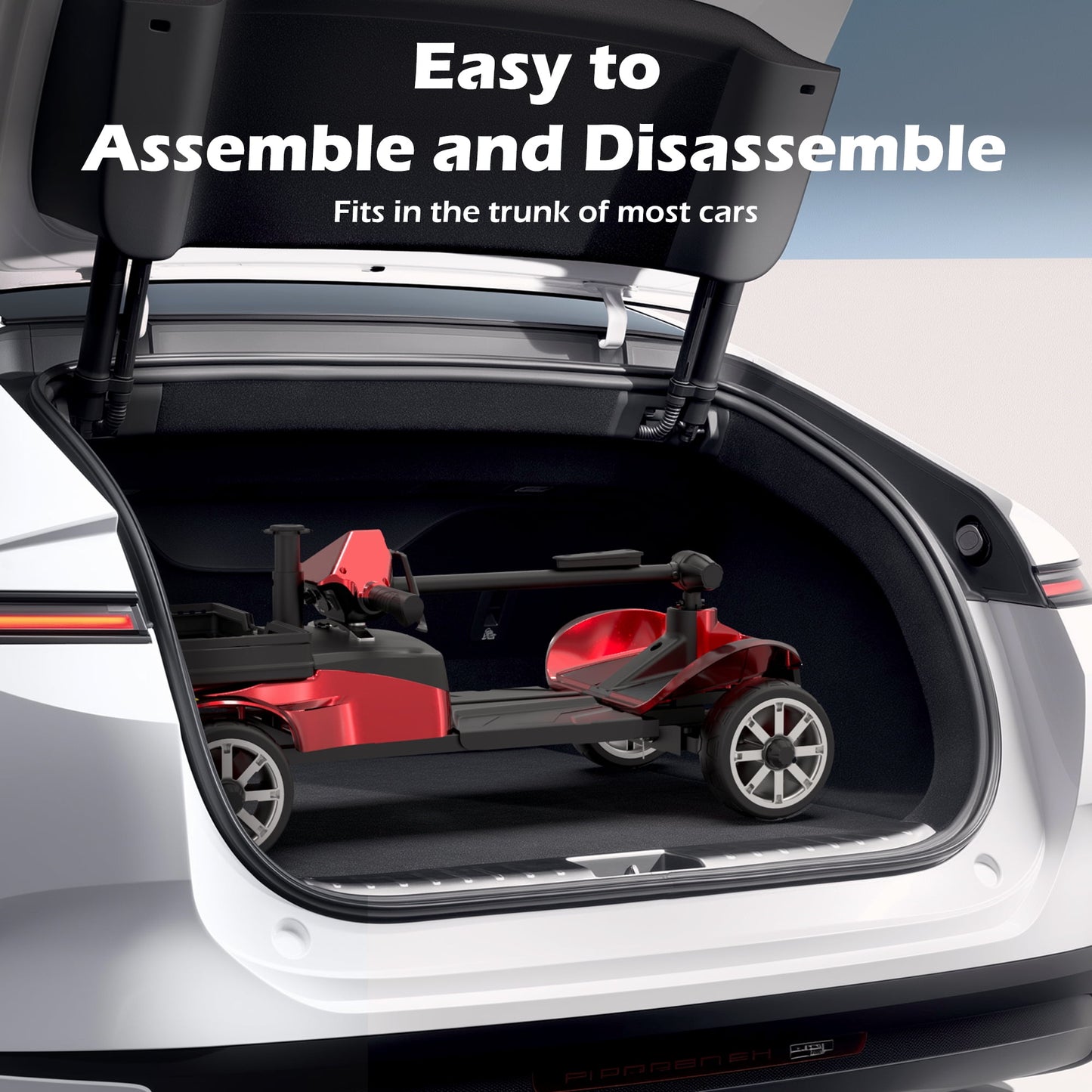 EAGLOG Upgrade 4 Wheels Mobility Scooter with Removable Battery, Compact Heavy Duty Mobile for Travel, Foldable Powered Wheelchair for Adult, 330lbs, Red