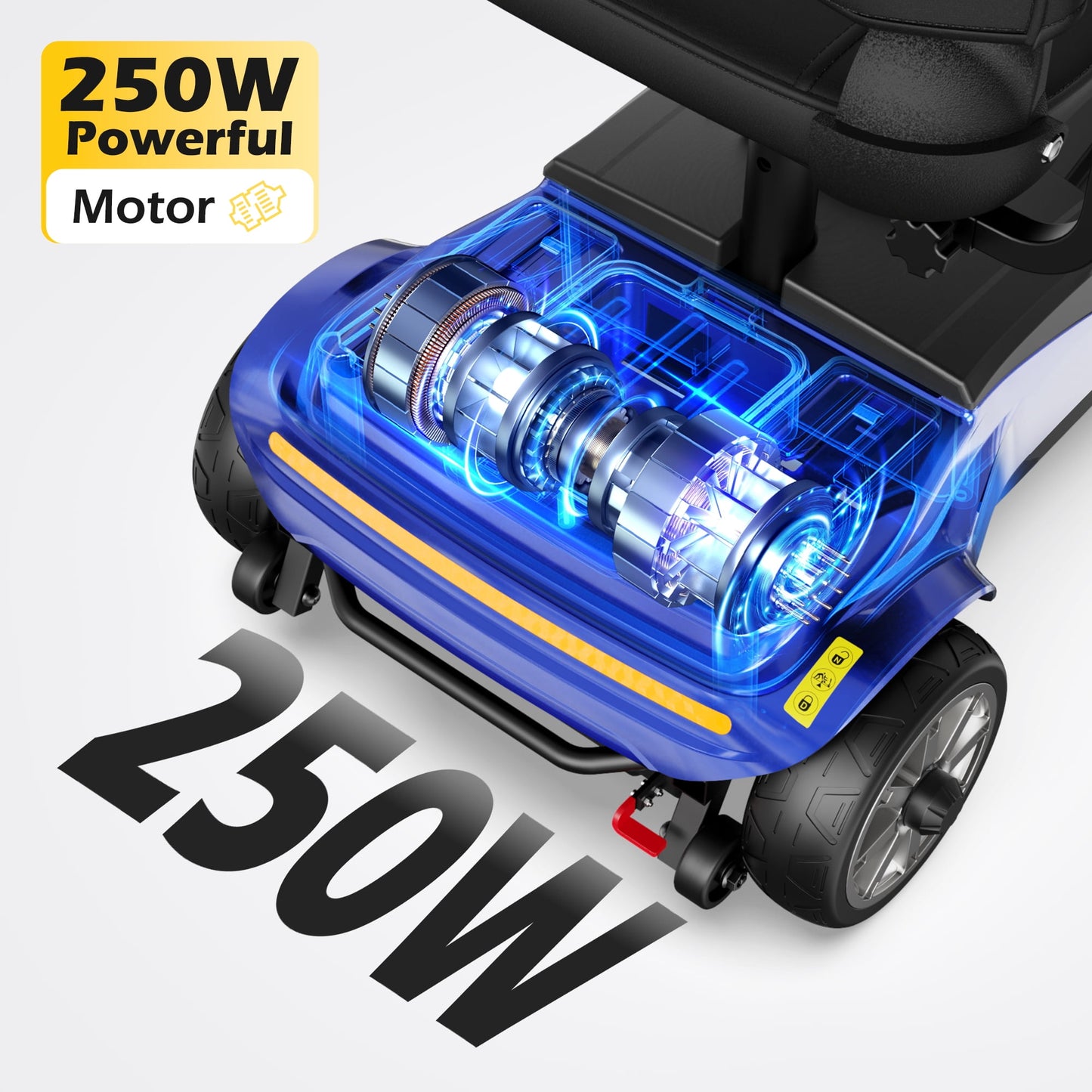 EAGLOG Upgrade 4 Wheels Mobility Scooter with Removable Battery, Compact Heavy Duty Mobile for Travel, Foldable Powered Wheelchair for Adult, 330lbs, 2 Batteries, 30 Miles Range, Blue