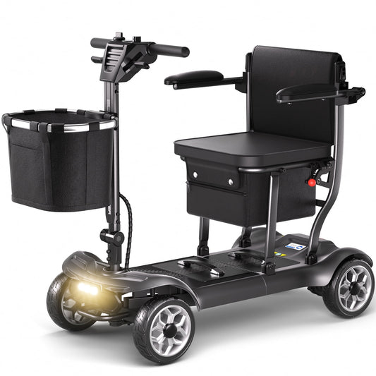 EAGLOG YL-985 4 Wheels Mobility Scooter for Seniors, Electric Folding Wheelchair Device for Travel, 1 Battery, Black