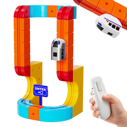 REARFIT Electric Train Set 3D Magic Flexible Race Track for Kids 3 4 5 6 7 8 Years Old, Educational STEM LearningToy for Boys Girls Birthday, Starter Set(56 piece)