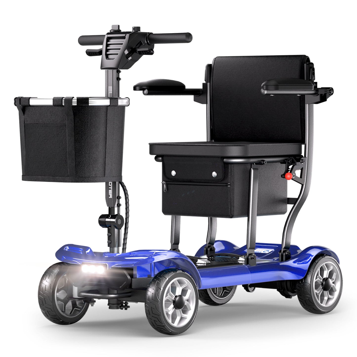 REARFIT Lightweight 4 Wheel Mobility Scooter for Seniors, Cruise Airport Approved, 43lb Foldable Mobility Scooter with Removable Lithium Battery for 24.8 Miles Travel, 300lbs Capacity, Blue
