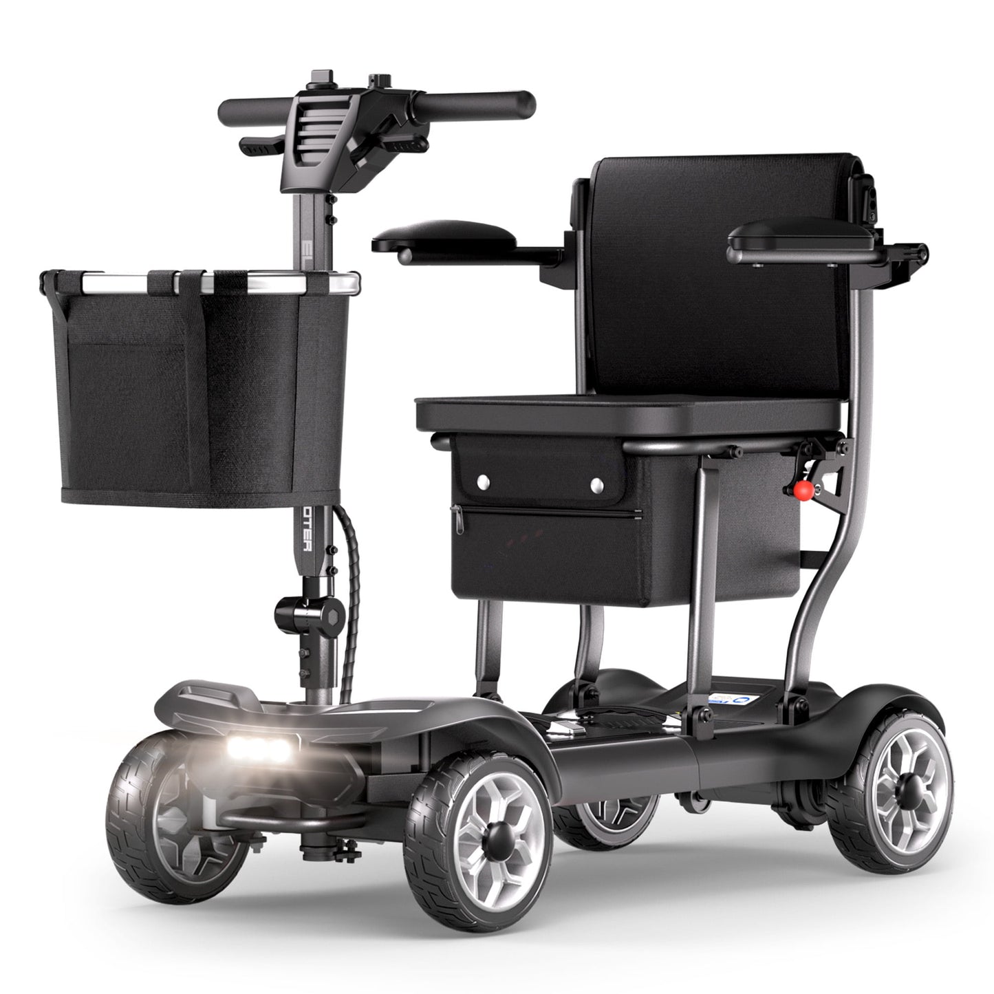 REARFIT Lightweight 4 Wheel Mobility Scooter for Seniors, Cruise Airport Approved, 43lb Foldable Mobility Scooter with Removable Lithium Battery for 30.4 Miles Travel, 300lbs Capacity, Black
