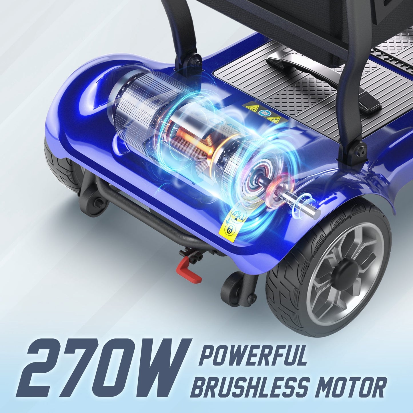 REARFIT Lightweight 4 Wheel Mobility Scooter for Seniors, Cruise Airport Approved, 43lb Foldable Mobility Scooter with Removable Lithium Battery for 30.4 Miles Travel, 300lbs Capacity, Blue
