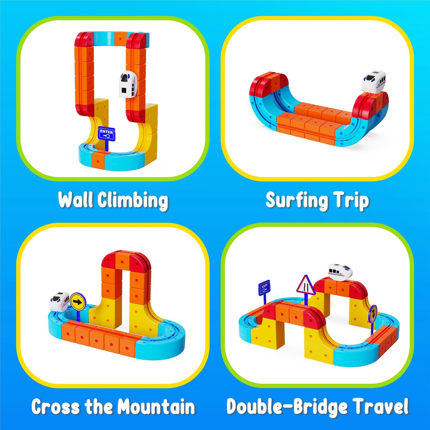 REARFIT Electric Train Set 3D Magic Flexible Race Track for Kids 3 4 5 6 7 8 Years Old, Educational STEM LearningToy for Boys Girls Birthday, Starter Set(56 piece)