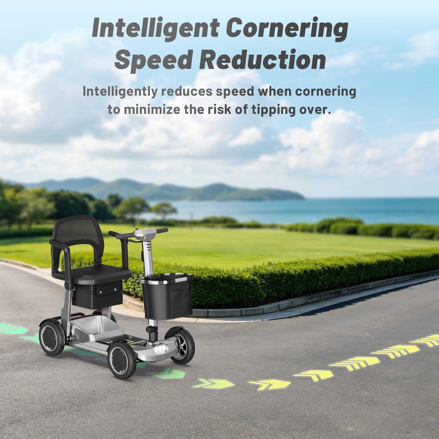 EAGLOG Lightweight Mobility Scooter for Seniors, Foldable Motorized Scooters with Removable Lithium Battery, Pneumatic Tires, Airport Approved, 12.4 Miles Range, 330lb Capacity, Silver