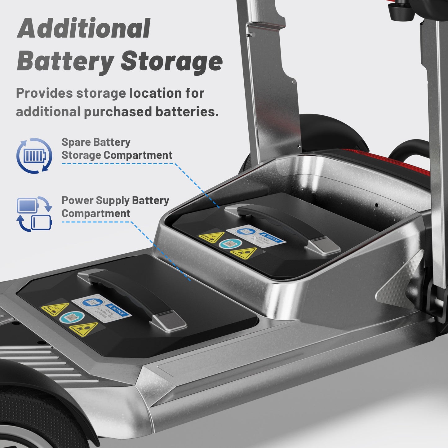 EAGLOG Lightweight Mobility Scooter for Seniors, Foldable Motorized Scooters with Removable Lithium Battery, Pneumatic Tires, Airport Approved, 12.4 Miles Range, 330lb Capacity, Silver