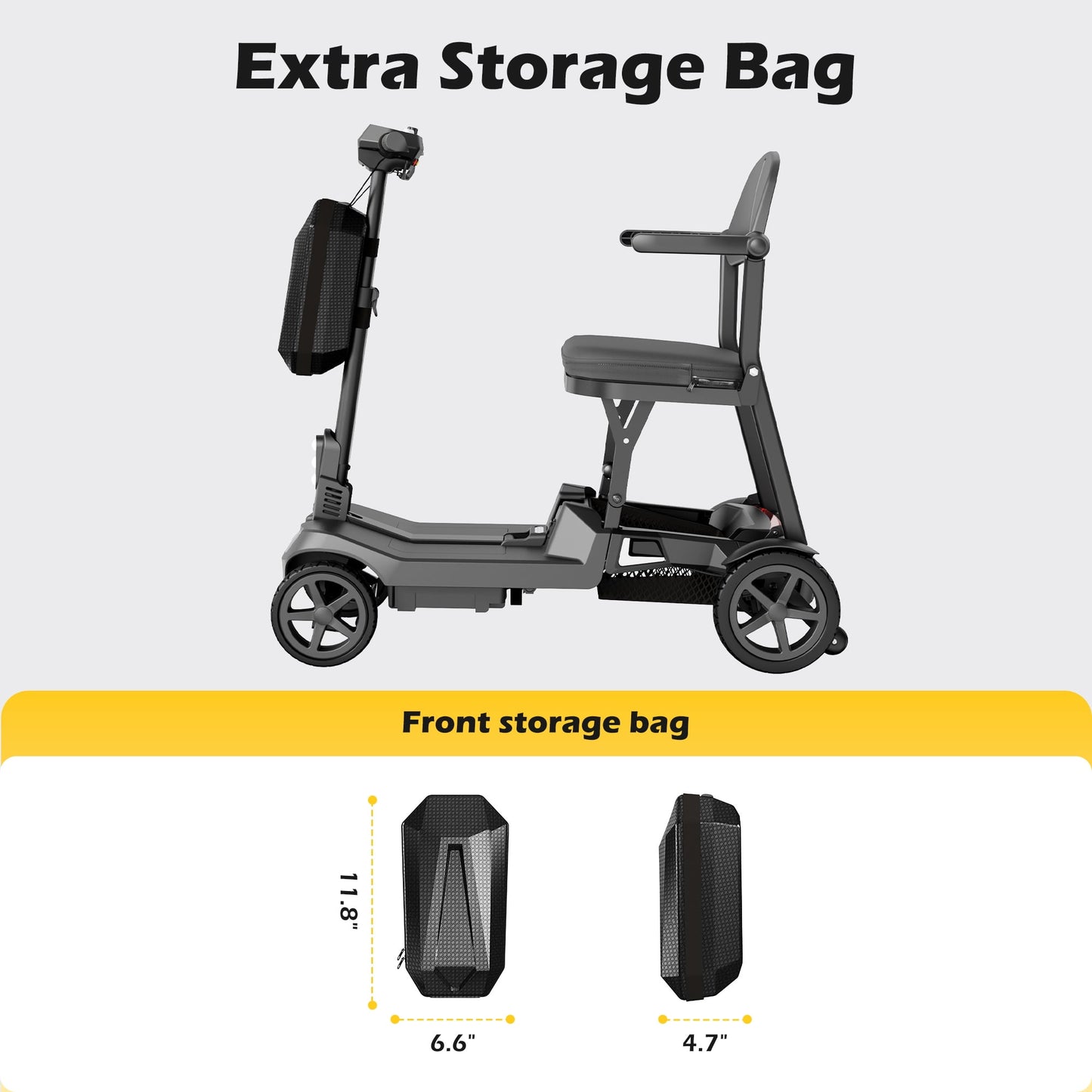 EAGLOG YL-985s Foldable Mobility Scooter for Seniors, 43Lbs Lightweight Aluminum Electric Wheelchair, 2 Lithium Battery, Black