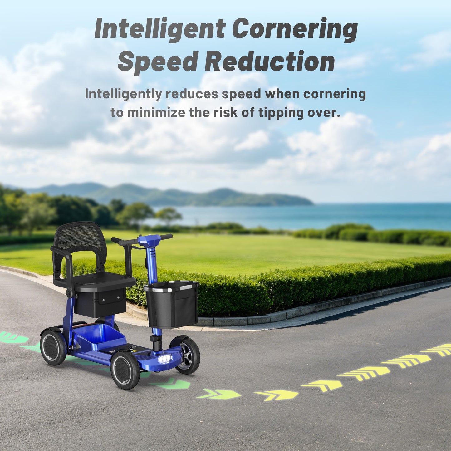 EAGLOG Lightweight Mobility Scooter for Seniors, Foldable Motorized Scooters with Removable Lithium Battery, Pneumatic Tires, Airport Approved, 12.4 Miles Range, 330lb Capacity, Blue