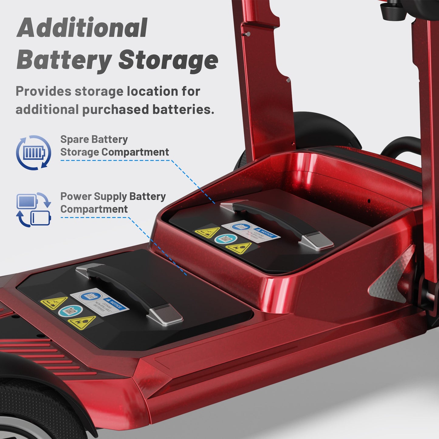 EAGLOG Lightweight Mobility Scooter for Seniors, Foldable Motorized Scooters with Removable Lithium Battery, Pneumatic Tires, Airport Approved, 12.4 Miles Range, 330lb Capacity, Red