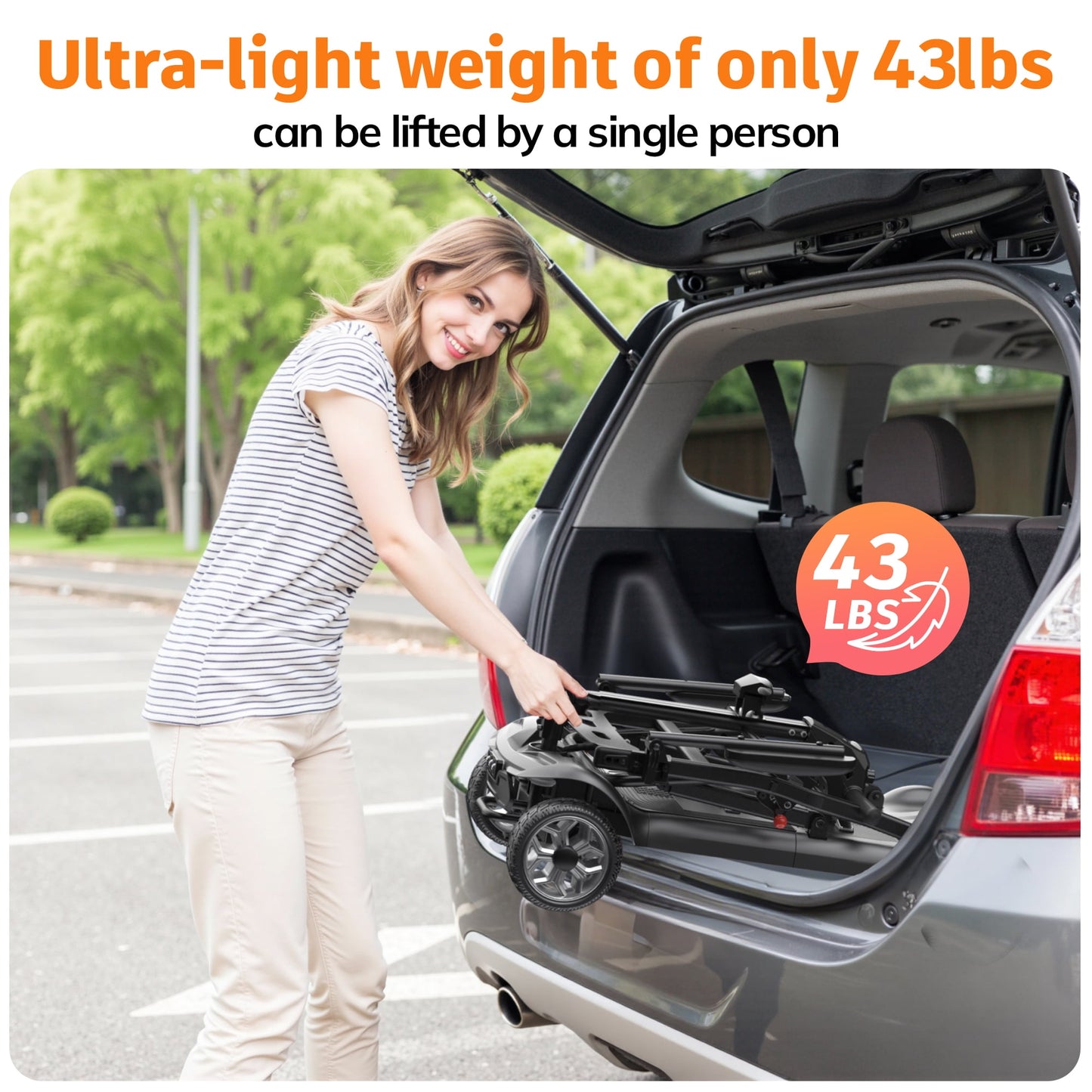 EAGLOG Light Weight 4 Wheels Mobility Scooter for Seniors, Electric Folding Wheelchair Device for Travel, Black