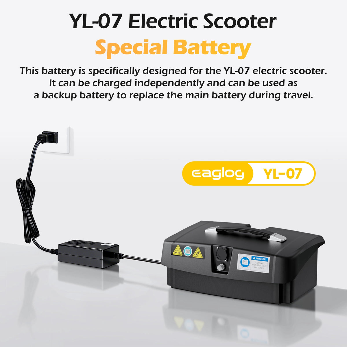 EAGLOG 24V 12AH Replacement Battery for YL-07 Mobility Scooters, 12 Miles Range, Black