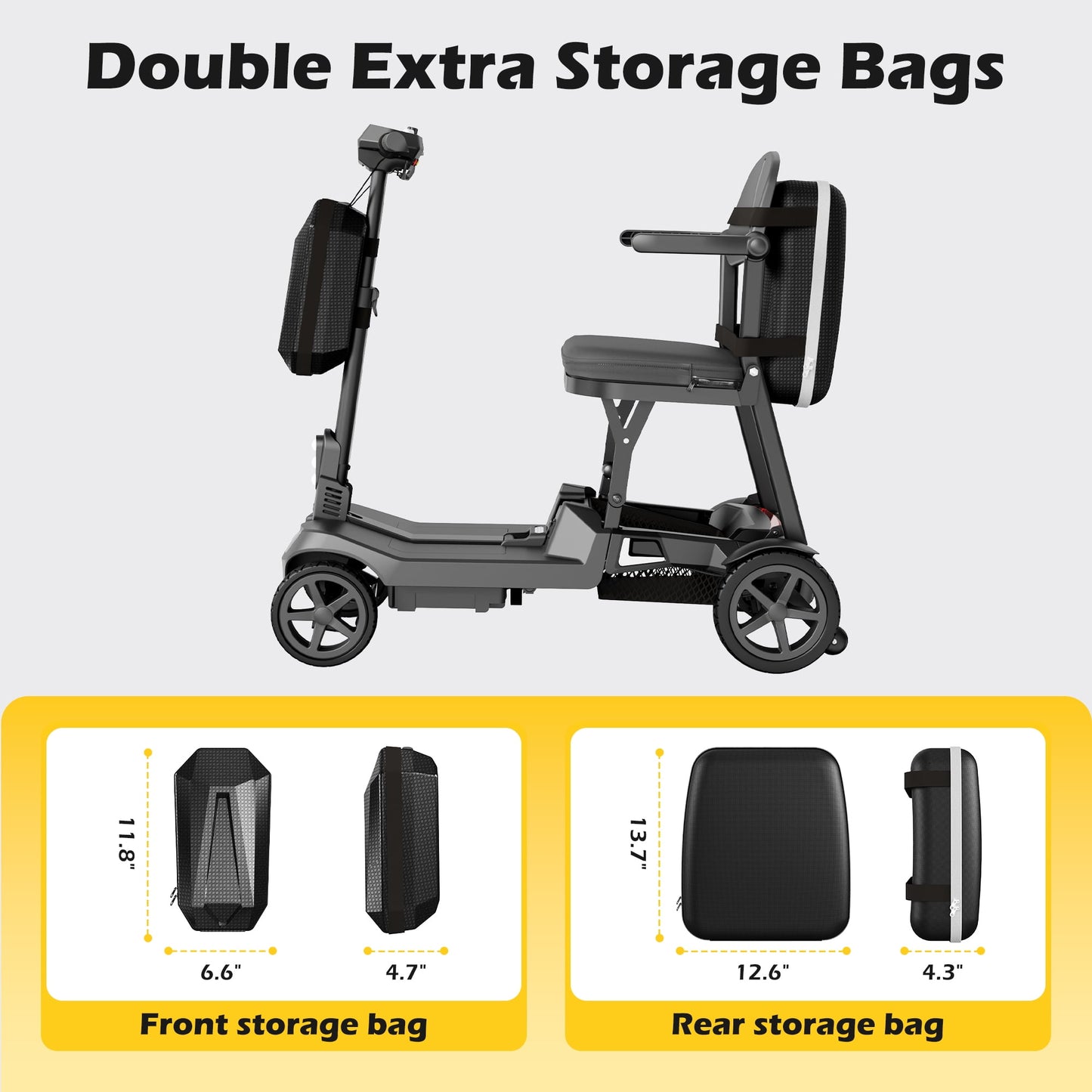 EAGLOG YL-985s Foldable Mobility Scooter for Seniors, 43Lbs Lightweight Aluminum Electric Wheelchair, 2 Lithium Battery, Black